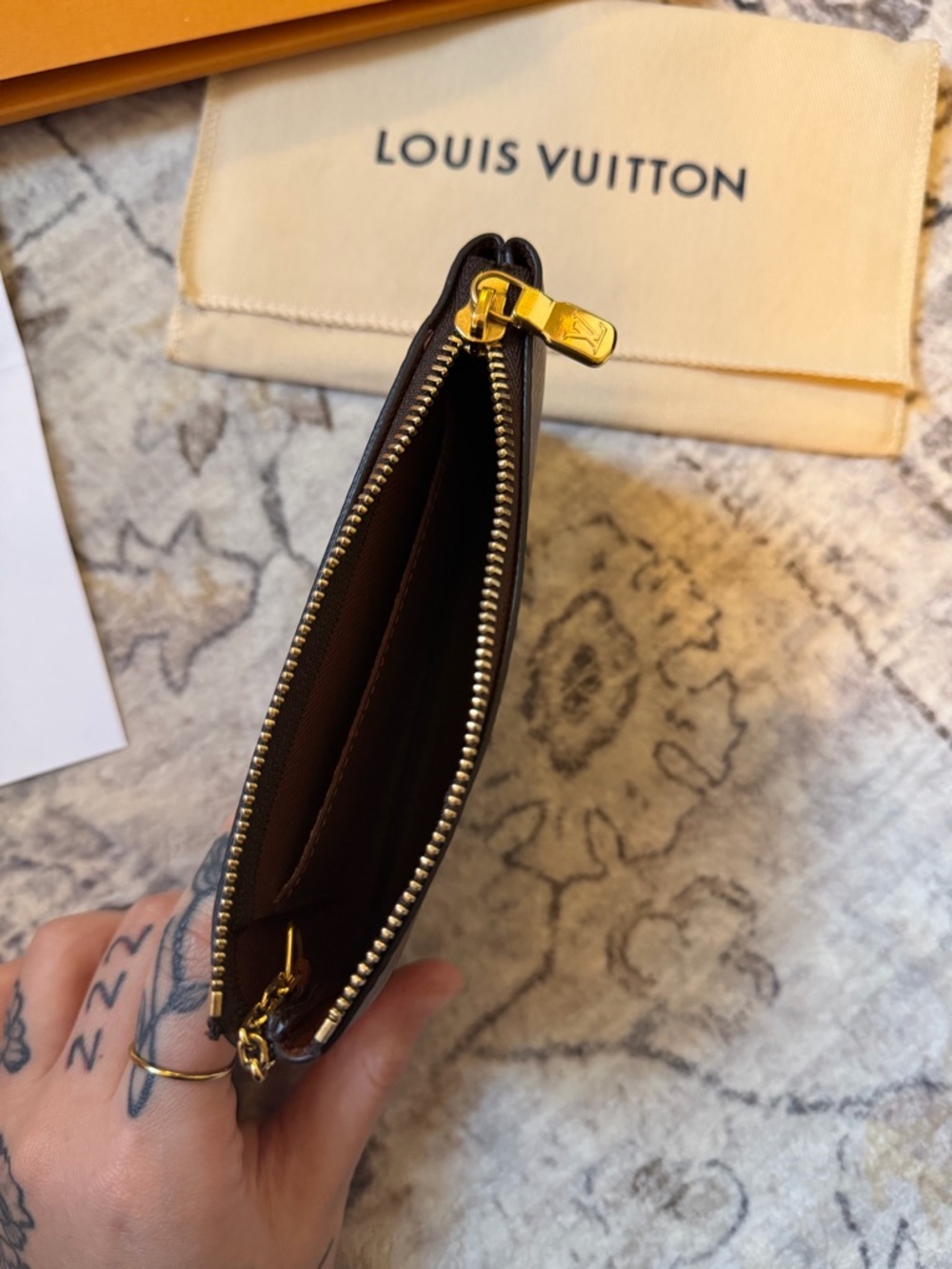 Louis Vuitton Monogram Zip Pouch in Brown and Gold - Picture 3 of 4